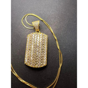 NEW Cubic Zirconia Yellow Gold Over Silver Pendant With Chain
